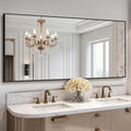 Bathroom Vanity Mirror for Wall, 60" x 36" Metal Framed Rectangular Bathroom Wall Mirror for Over Sink, HD Shatterproof Glass, Hangs Horizontally or Vertically(Black)