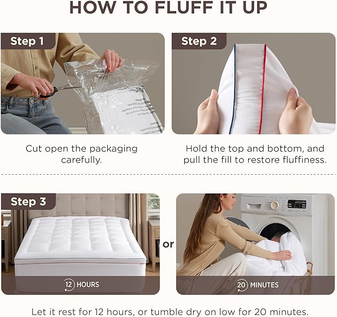 Bedsure Cal King Mattress Topper - Pillow Top Mattress Pad Cover with Deep Pocket Fits up to 21 Inches, Plush Soft Bed Topper for Back Pain Relief, Overfilled with Down Alternative Filling, White