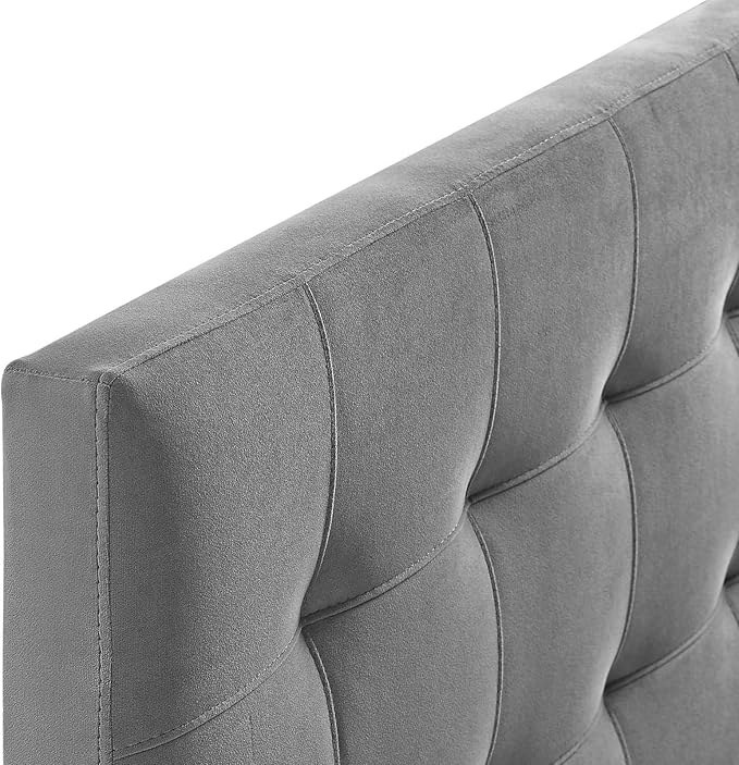 Modway Lily Queen Biscuit Tufted Performance Velvet Headboard, Gray