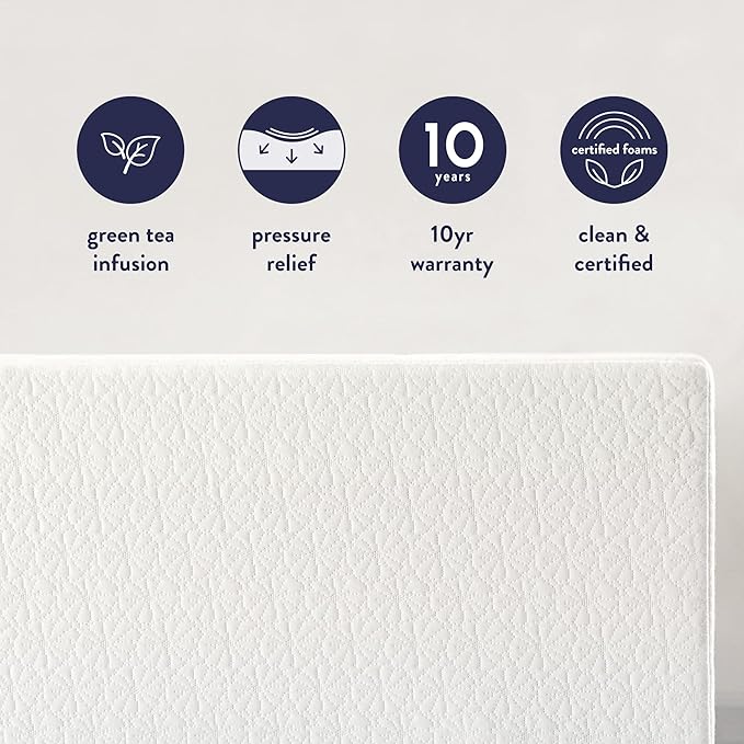 Best Price Mattress 14 Inch Queen Mattress Bed-In-A-Box, Green Tea Memory Foam
