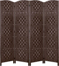 Rose Home Fashion 6 ft Tall Room Divider, Room Dividers and Folding Privacy Screens, 15.7in Privacy Screen 4 Panel Partition Temporary Wall Separation for Private, Brown