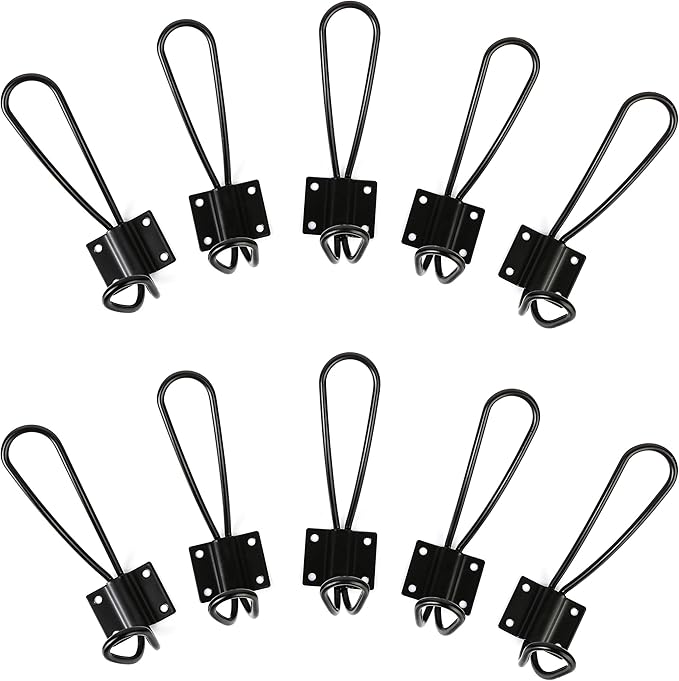 Rustic Entryway Hooks | 10 Pack of Black Wall Mounted Vintage Double Coat Hangers with Large Metal Screws Included