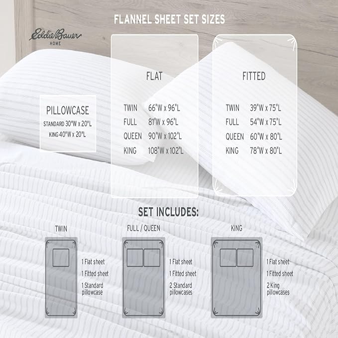 Eddie Bauer - King Sheets, Cotton Flannel Bedding Set, Brushed For Extra Softness, Cozy Home Decor (Bear Family, King)