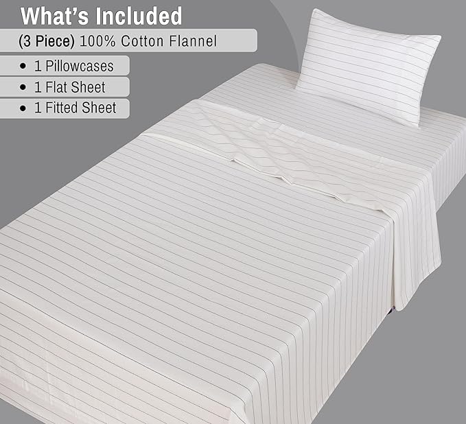 RUVANTI Flannel Sheets Twin Size - 100% Cotton Double Brushed Twin Sheets Set, Deep Pockets 16 Inches, All Seasons Breathable & Extra Soft Bed Sheets, Warm & Cozy, 3 Piece, Running Dots