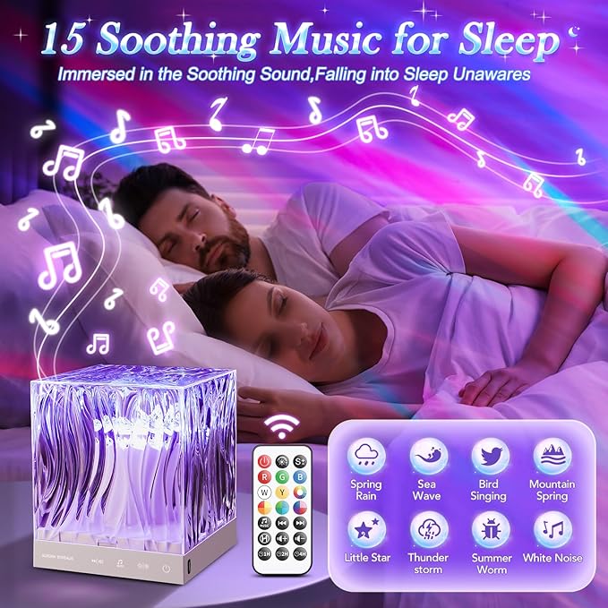 PIKOY Shower Lamp Shower Lights White Noise Sound Machine for Sleep Adults, Bluetooth+15 White Noise Machine Baby Sound Machine Baby, 18 Colors Shower Light Party Lights Indoor, Remote Warm Light Lamp