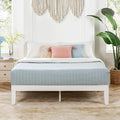 Mellow Naturalista Classic 12 Inch Solid Wood Platform Bed with Wooden Slats, Cal King, Whit