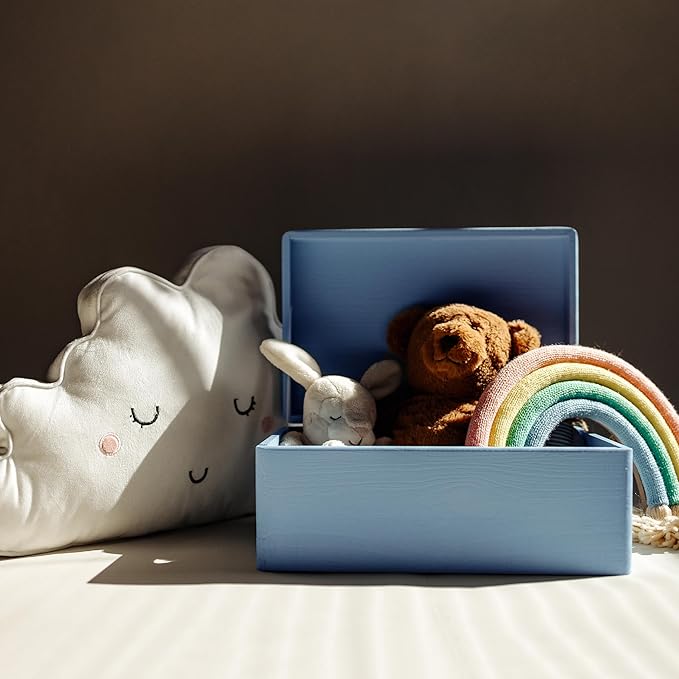 Large Blue Wooden Box Storage with Hinged Lid | 11.8 x 7.87 x 5.51 inches (+-0.5) | with Handles | Gift Box Storage | Product NOT Intended for 15 Years OR Below