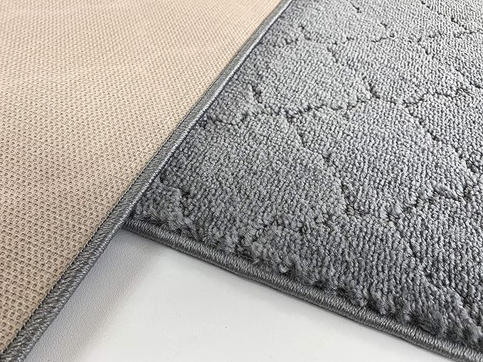 Custom Size Modern Runner Rug Carpet for Hallway Entryway Foyer Kitchen, Slip Resistant Latex Rubber Backed 31 inch Wide X Customized Length, Clouds Grey, 31 inch X 21 feet