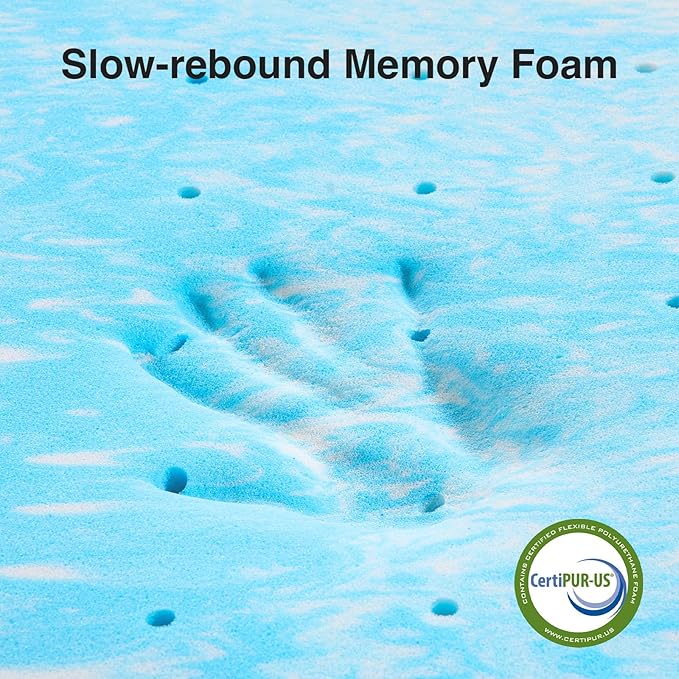 Novilla Memory Foam Mattress Topper Twin XL - 2 Inch Cooling Gel Infused Memory Foam | Slow-Rebound Pressure Relief | CertiPUR Certified | Comfort for Sleeper Sofa, RV, Camper, Dorm Room