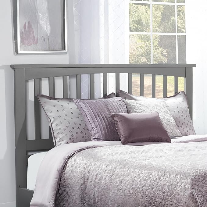 AFI, Mission King Solid Wood Headboard with Attachable Charger, Grey