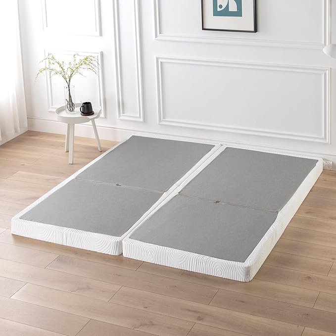 ZINUS 4 Inch Box Spring with Cover, No Assembly Mattress Foundation, Sturdy Metal Structure, Split Cal King, White