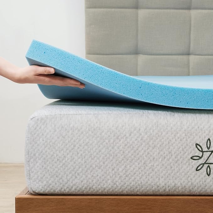 ZINUS 3 Inch Green Tea Cooling Gel Memory Foam Mattress Topper, Cooling Gel Foam, CertiPUR-US Certified, Twin, Blue