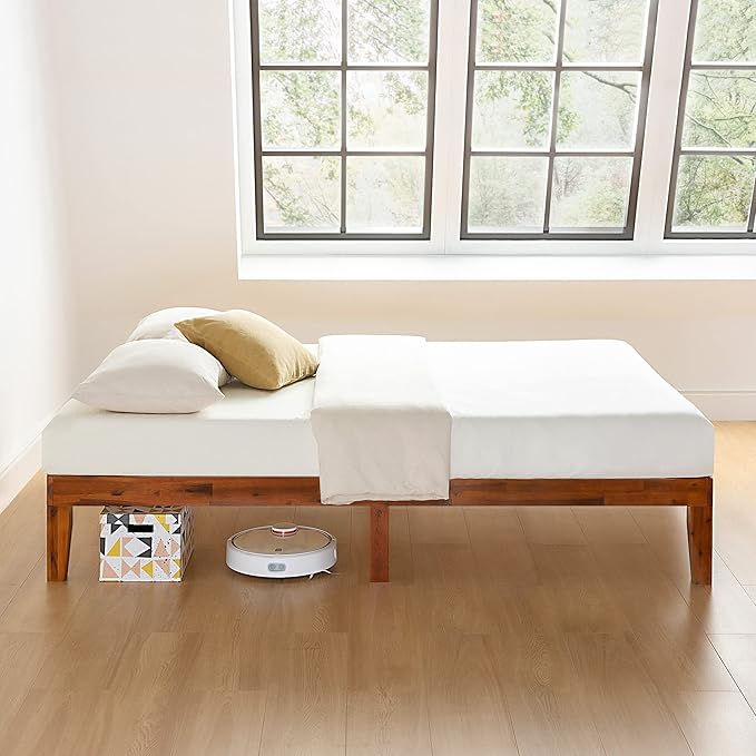 Mellow Naturalista Classic 12 Inch Solid Wood Platform Bed with Wooden Slats, Twin XL, Cherry