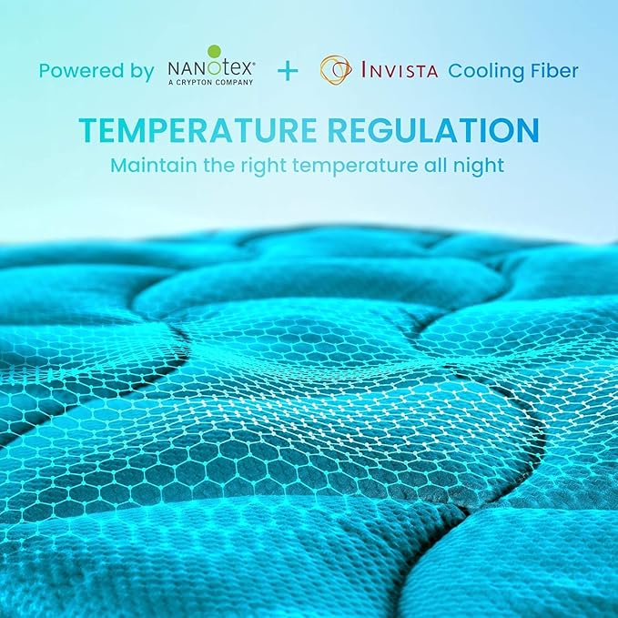 SLEEP ZONE Cooling Mattress Topper for College Dorm, Premium Zoned Quilted Mattress Pad, Fitted Mattress Protector Cover, Machine Wash Durable, Deep Pocket 8-21 inch, (Teal, Twin XL)