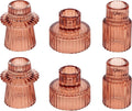 Vixdonos Glass Candlestick Holders Tealight Candle Holders for Table Centerpieces, Wedding Decor and Dinner Party (6 Pcs, Reddish Brown)