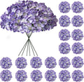 Hydrangea Artificial Flowers, 20 Pcs Purple Hydrangea Artificial Flowers Bulk, Faux Hydrangea Flowers for Outdoor, Fake Silk Hydrangea Flowers with Stems for Wedding Decoration Decor