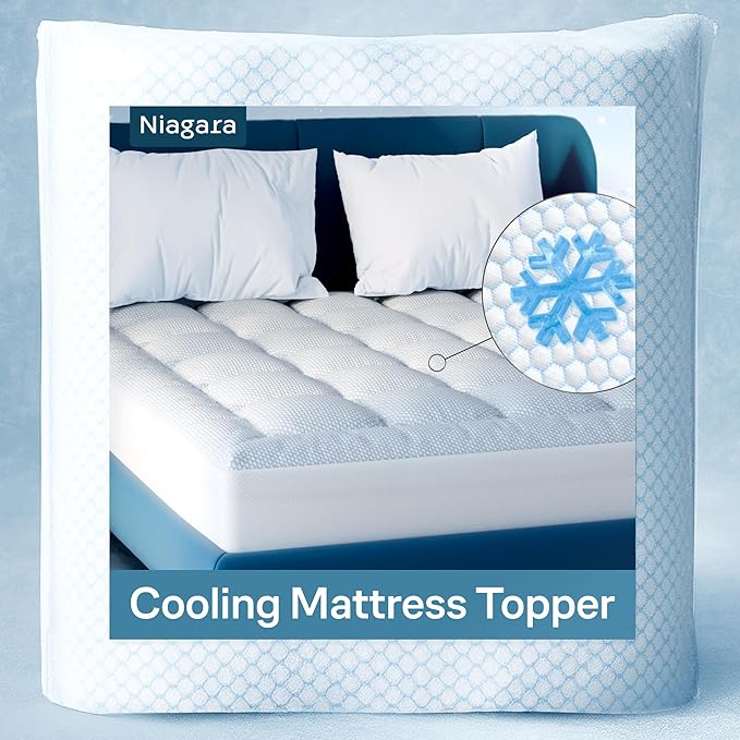 Niagara Cooling California King Mattress Topper - Pillow Top Mattress Cover Quilted Fitted Cooling Topper for Back Pain Deep Pocket Fits 20 Inches (72x84 Inches)