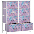 DWVO Dresser with 8 Drawers - Fabric Storage Tower, Organizer Unit for Bedroom, Hallway, Closets - Sturdy Steel Frame, Wooden Top & Easy Pull Fabric Bins (Purple)
