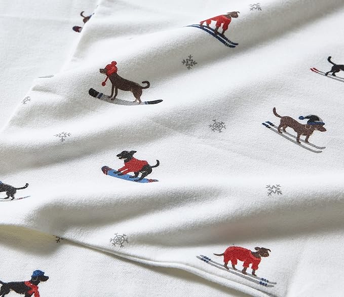 Eddie Bauer - Flannel Sheets Twin Size, Anti-Pilling & Wrinkle Resistant Cotton, Touchably Soft for All-Season Comfort - Bed Sheets with Matching Pillowcase & Fitted Sheet (Ski Patrol White)