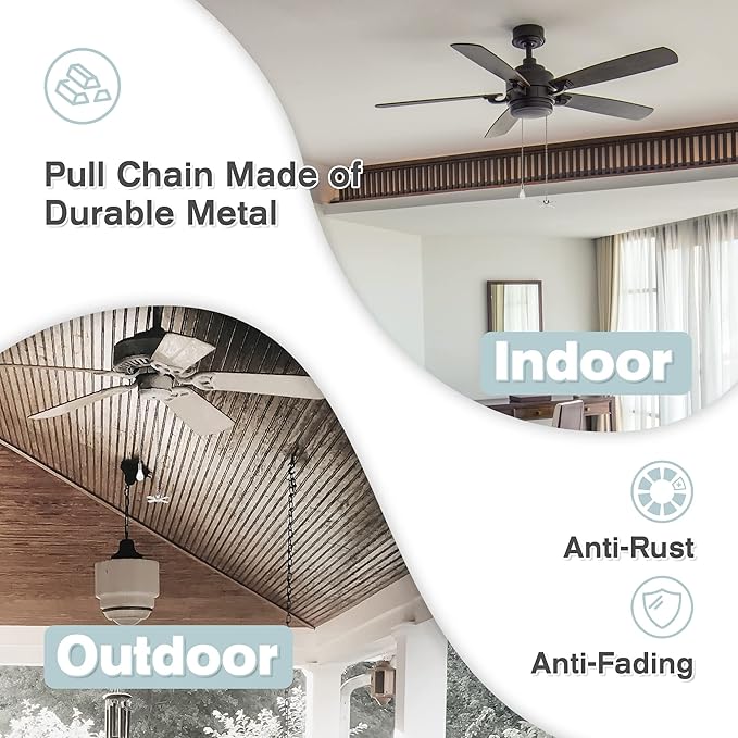 Ceiling Fan Pull Chains With Decorative, 2 Pieces Of Silver Ceiling Fan Chain Extenders 13.6 Inches Fit All Standard Ceiling Fans And Light Fixtures，Pull Chain Extension With Connector.