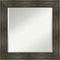 Amanti Art Brown Bathroom Mirror for Over Sink, 26x26 Rail Rustic Char Square Vanity Mirror, Medium Country Rustic Frame, Hangs Horizonally and Vertically, Bathroom Wall Decor, Beveled Edge