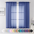 Aiyufeng Royal Blue Sheer Curtains 63 Inch Length 2 Panels Set, Semi Transparent Voile Dark Blue Sheer Window Drapes for Bedroom Bed Canopy Living Room Dining Wedding Party Backdrop, 40W x 63L inch
