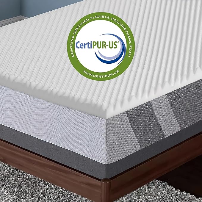 Mayton Convoluted Egg Shell 2-inch Breathable Foam Bed Topper | Makes Mattresses Comfortable and Relaxing, Provides Faster Pain Relief and Provides Orthopedic Beneficial Support, King, Off-White