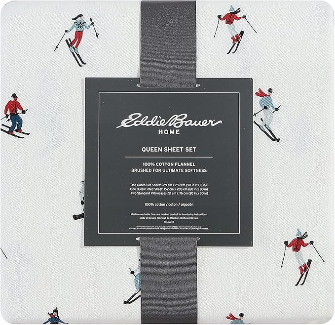 Eddie Bauer - Queen Sheets, Cotton Flannel Bedding Set, Brushed for Extra Softness, Cozy Home Decor (Rookeries, Queen)