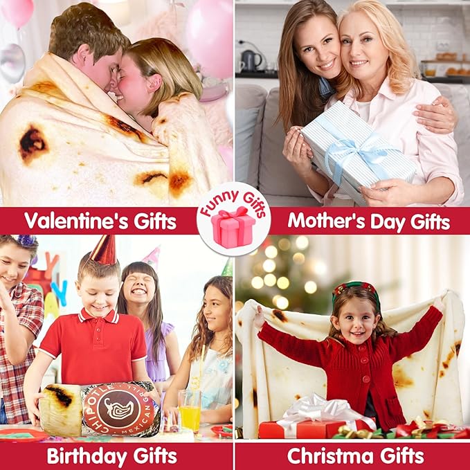 Jorbest Burrito Tortilla Throw Blanket Birthday Gifts for Women Men Teen Boys Girls, Novelty Tortilla Food Blanket Funny Gifts for Adult Kids, 285 GSM Soft Flannel Taco Blanket (Beige, 60 inches)