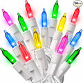 PREXTEX Multicolor String Lights (20 Feet, 100 Count) with White Cord - Indoor and Outdoor Colorful Twinkle Lights for Holiday Decor