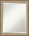 Amanti Art Bronze Bathroom Mirror for Over Sink, 23x19 Elegant Brushed Bronze Narrow Rectangle Vanity Mirror, Small Casual Frame, Hangs Horizonally and Vertically, Bathroom Wall Decor, Beveled Edge