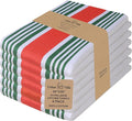 Urban Villa Kitchen Towels 100% Cotton Pack of 6, Highly Absorbent Quick Drying Super Soft Premium Dish Towels 20x30 Inch for Kitchen with Hanging Loop Hand & Tea Towels - Red/Green/White