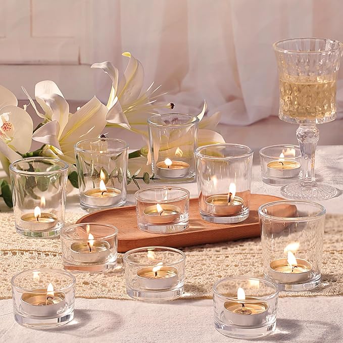 72pcs Clear Assorted Votive Candle Holders, Glass Candle Holder for Wedding Decor, Tealight Candle Holder for Table Centerpiece, and Party Decor