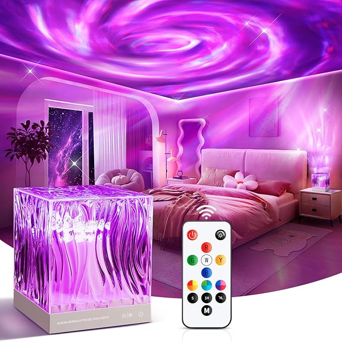 Purple Lights Pink Lamp Flower Lamp, 18 Colors Hologram Planetarium Projector Solar System Projector Night Light, Dimmable Tornado Aesthetic Flower Lights, Pink Christmas Decor Pink Room Decor Gifts