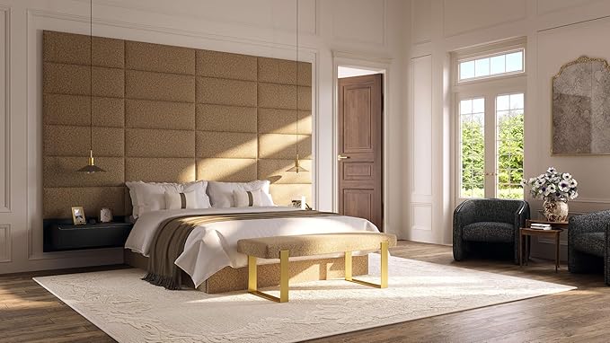 Vänt Upholstered Wall Panels - King/Cal King Size Wall Mounted Headboards - Micro Suede Blue - Twin/King - Set of 4 Panels (Each Individual Panel 39"x11.5")