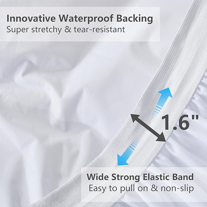 Queen Size Mattress Pad Waterproof, Pillow Top Cooling Mattress Topper Cover, Quilted Fitted Mattress Protector Washable, Deep Pocket 8-21" (60x80 inch, White)