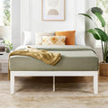 Mellow Naturalista Classic 16 Inch Solid Wood Platform Bed with Wooden Slats, White, Queen