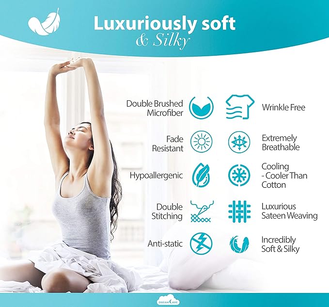 DREAMCARE Full Size Sheet Set – 6 pcs Cooling Bed Sheets – up to 21” Deep Sheets Full Size Bed Set – 2500 Supreme Collection – Extra Soft 100% Brushed Microfiber Hotel Luxury with Side Pocket – Gray