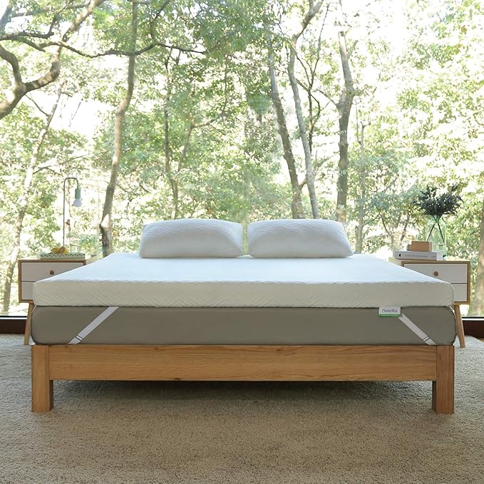 Novilla 4 Inch King Size Mattress Topper, Medium Firm Memory Foam Mattress Topper, Gel Infused for Motion Isolation & Pressure Relieving, with Breathable Cover, King Size,White
