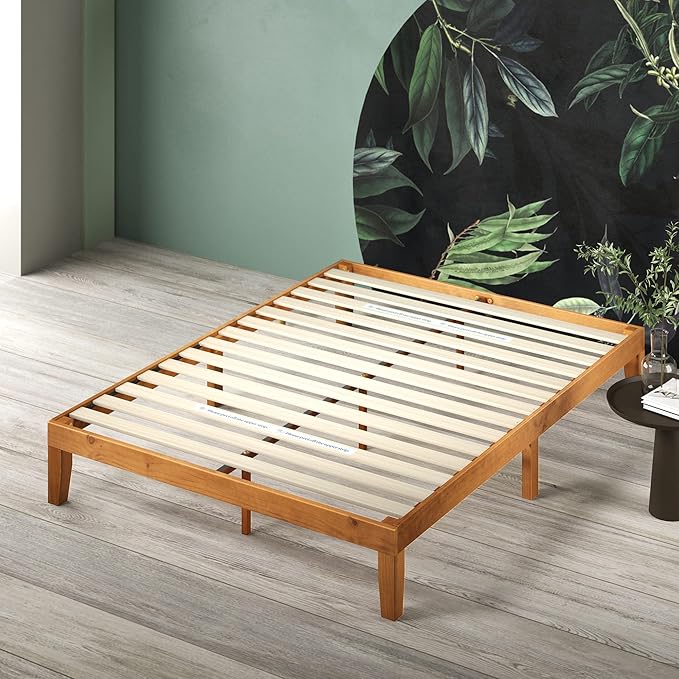 ZINUS Alexia Wood Platform Bed Frame, Solid Wood Foundation, No Box Spring Needed, Wood Slat Support, Easy Assembly, Rustic Pine, Queen
