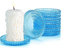 Glass Candle Holders, GOH DODD Set of 8 Crystal Pillar Plates Modern Coasters for Drinks, Centerpiece, Home Decor, Kitchen, Living Room, Patio, Wedding, Halloween, Christmas, Party, Clear Blue