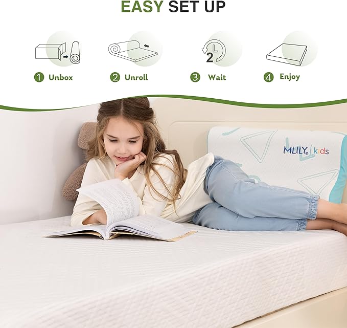 Twin Mattress in a Box, 5 inch Mattresses Made in USA for Kids Bed Single Size Daybed Individual Bunk, Memory Foam Medium Firm,