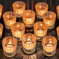 ComSaf Votive Candle Holders, 24 PCS Glass Candle Holders, Ribbed Tealight Candle Holder for Table Centerpieces, Gold Candle Holder for Wedding, Party, Baby Shower, Special Occasions, Fall Home Decor