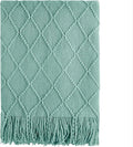 BOURINA Dark Cyan Throw Blanket 50x60 Inches Throw Textured Solid Soft Sofa Couch Decorative Knit Blanket