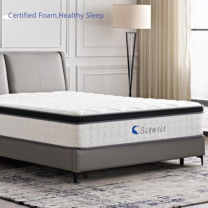 10 Inch Full Size Hybrid Mattress - Medium Firm, Memory Foam & Pocket Springs, Motion Isolation, Edge Support, Pressure Relief, Ships Compressed
