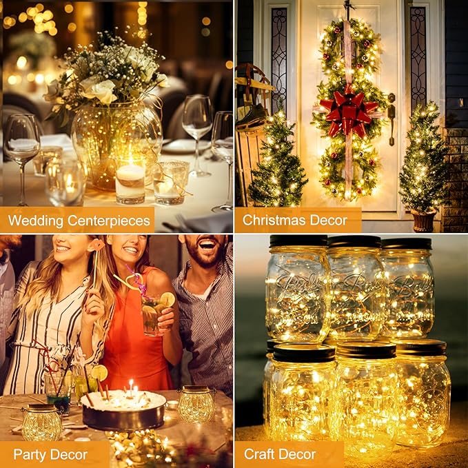 btfarm 3 Pack Fairy Lights Battery Operated 3 Modes, 7ft 20 Led Mini Twinkle Lights, Waterproof Firefly String Lights Bulk Small Silver Wire for Christmas Mason Jars Crafts Wedding Table Centerpiece