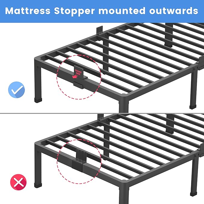 MAF 14 Inch King Metal Platform Bed Frame with Round Corner Legs, 3000 LBS Heavy Duty Steel Slats Support, Noise Free, No Box Spring Needed, Easy Assembly