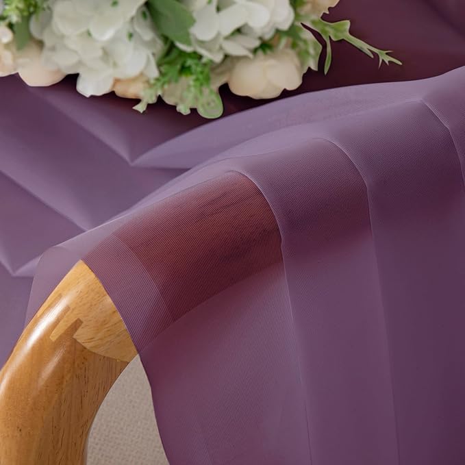Chyhomenyc Plum Sheer Curtains, 84 inches Long 2 Panels Set, Rod Pocket Voile Drapes for Living Room Bedroom, 2PCS, Each 42 W x 84 L