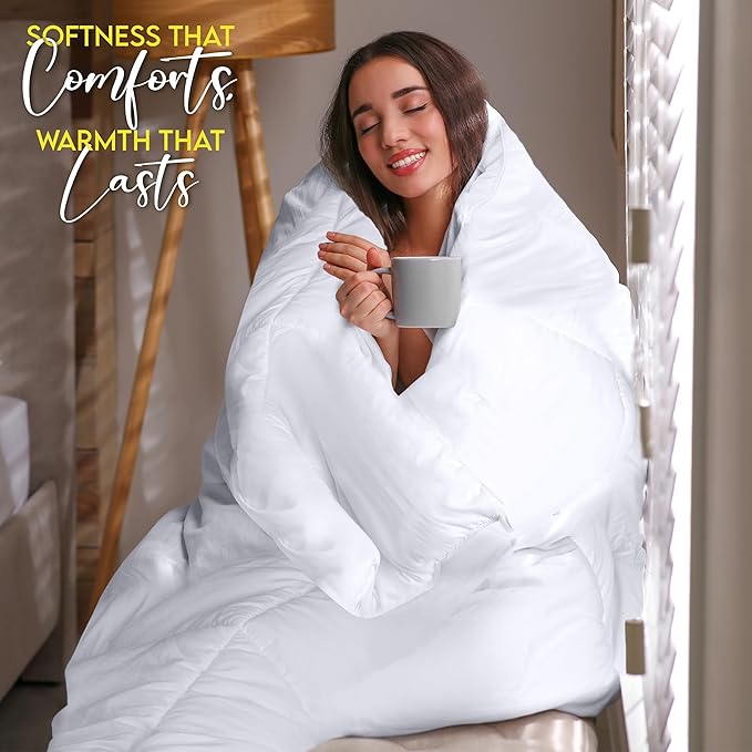 Utopia Bedding Comforter Duvet Insert, Quilted Comforter with Corner Tabs, Box Stitched Down Alternative Comforters King Size (White)