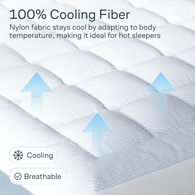 Niagara Cooling Twin Mattress Topper - Pillow Top Mattress Cover Quilted Fitted Cooling Topper for Back Pain Deep Pocket Fits 20 Inches (39x75 Inches)